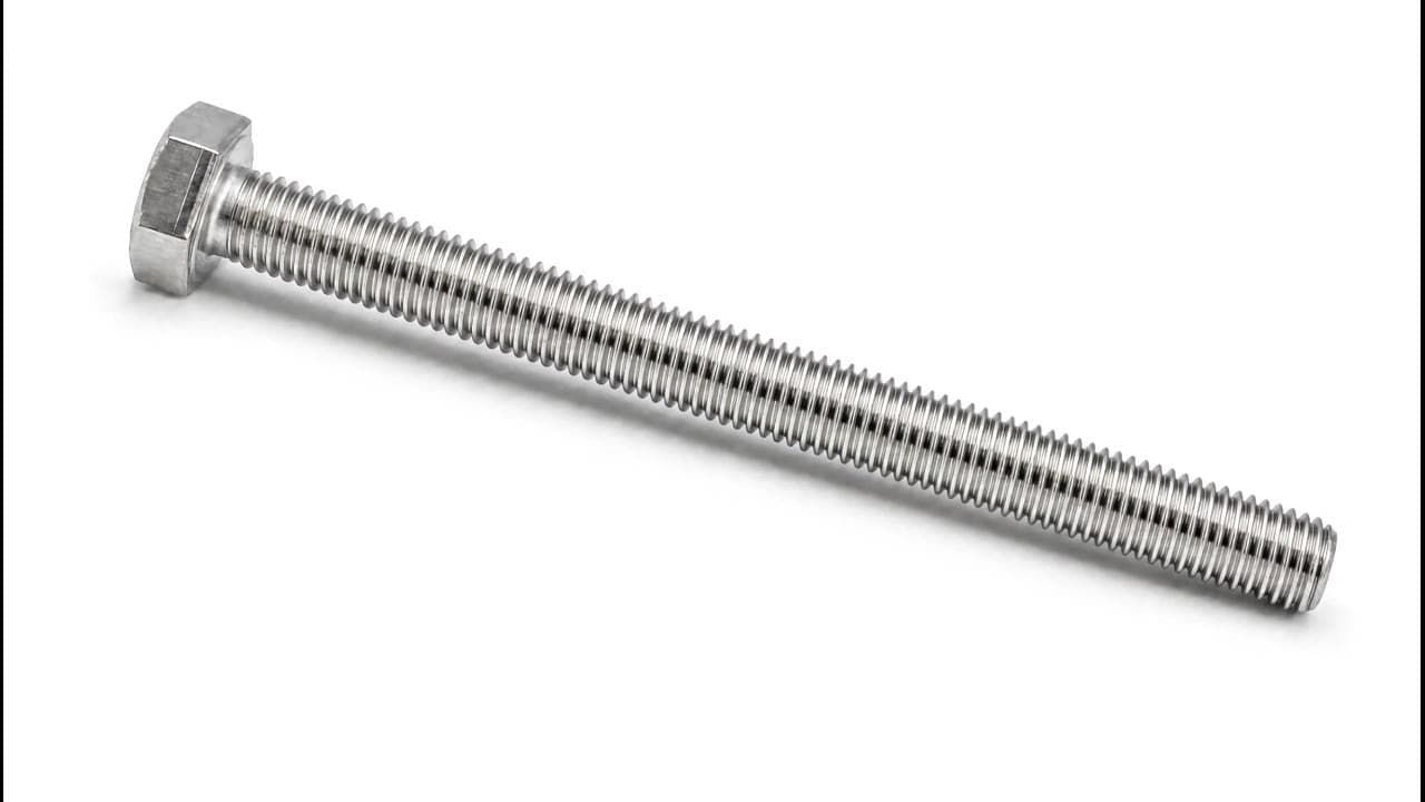 Nut threading onto a hex bolt, SS 304 and SS 316 fasteners, Silver Crown Dubai