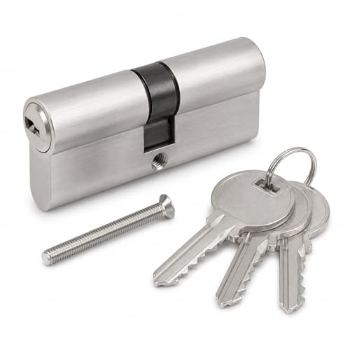 Silver Crown euro profile double-sided cylinder lock with three keys and a fixing screw.
